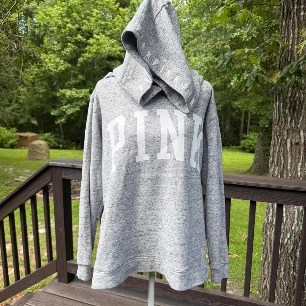 Victoria's Secret PINK Gray‎ Oversized Fleece Hoodie Cozy Athleisure Pullover